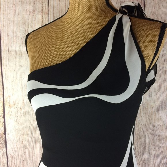 SOLD Nina Austin Black White Zebra Long Gown Sz S - Picture 5 of 8